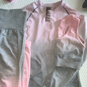 Gymshark set. Sports bra, long sleeve and leggings